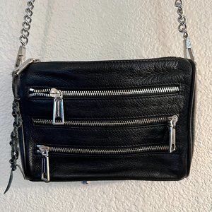 LIKE NEW | Rebecca Minkoff | Black Studded Crossbody with Silver Chain Strap